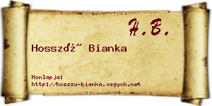 Hosszú Bianka névjegykártya